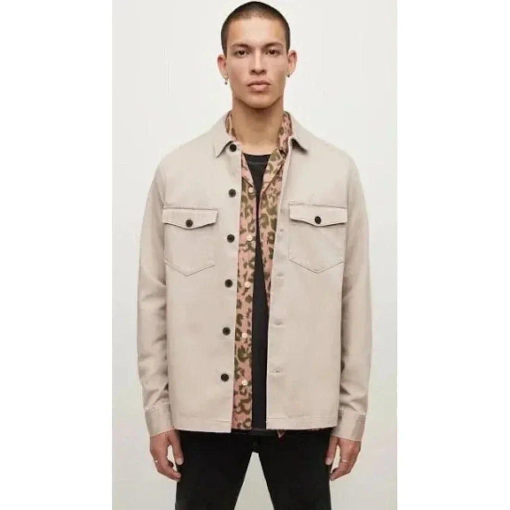 ALL SAINTS Jacket Men’s XS Firebase Overshirt in Sand Button Down